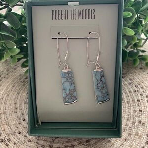 Robert Lee Morris Silver Tone Faux Turquoise Pierced Drop Earrings